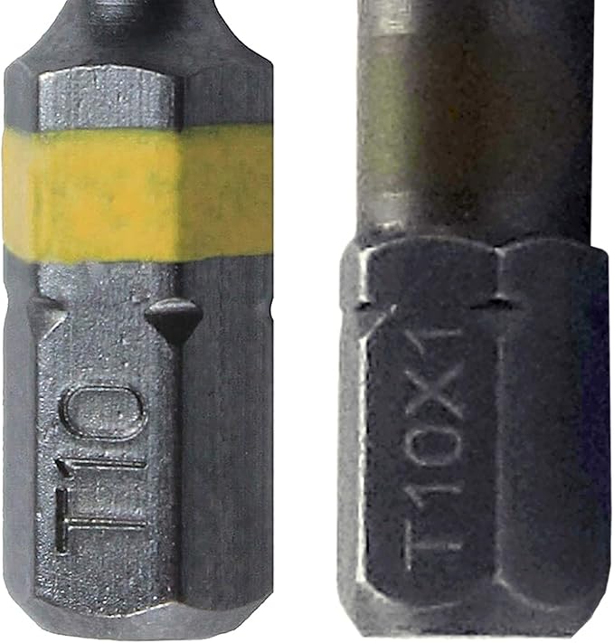 T10 (T-10) Torx/Star Driver Bit - Color Coded 1" Drive Bit for Screws and Fasteners Requiring T10 Size (EACH)