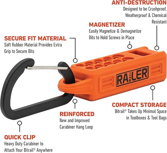 Screwdriver Magnetizer Bit Holder Organizer ??Railer 10-Hole Magnetizer/Demagnetizer Bit Organizer Holder with Carabiner