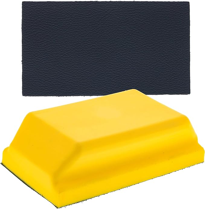 Dura-Gold Pro Series Rectangle 5" x 2-3/4" Hand Sanding Block Pad with Hook & Loop Backing and PSA Sandpaper Conversion Adapter Pad - Automotive Paint Prep Sand Shape Contour Woodworking Furniture