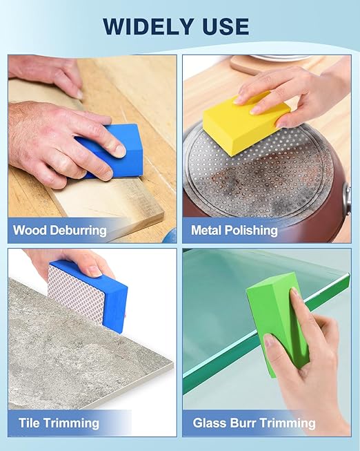 60# Diamond Hand Polishing Pads, Sanding Blocks Polishing, Sanding Pads Assortment, Sandpaper with High-Density Sponge, for Wood Tile Glass Stone Grinding