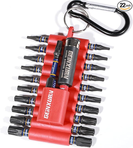 Impact Security Torx Screwdriver Bits Set,22 Pcs Magnetic (T7-T40) S2 Steel Multi Hollow Star Insert Power Bit Tips with Bit holder and Storage Organizer