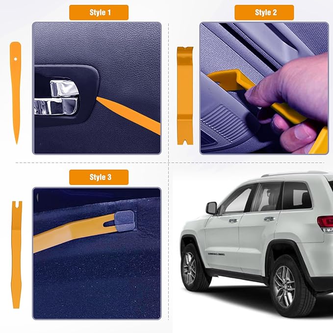 GOOACC 6PCS Auto Trim Removal Tool Kit No-Scratch Tool Kit for Car Audio Dash Window Molding Fastener Remover Tool Kit-Yellow