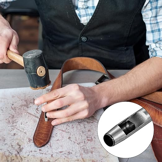 9MM Leather Hole Punch Tool [4PCS] - Metal Round Belt Hole Puncher Use for Leather Working & Belts & Watch Band & Paper & Plastic - [Silver Tone] Round Hollow Tools