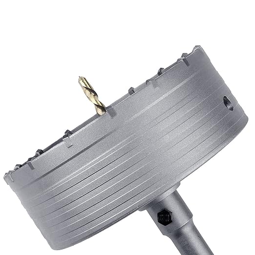 160mm / 6.3 inch Concrete Hole Saw with 220mm SDS Plus Shank Connecting Rod, Tungsten Carbide Teeth (7.7mm x 4mm) Cement Hole Saw for Concrete Cement Brick Wall Stone (160mm (6.3 inch)