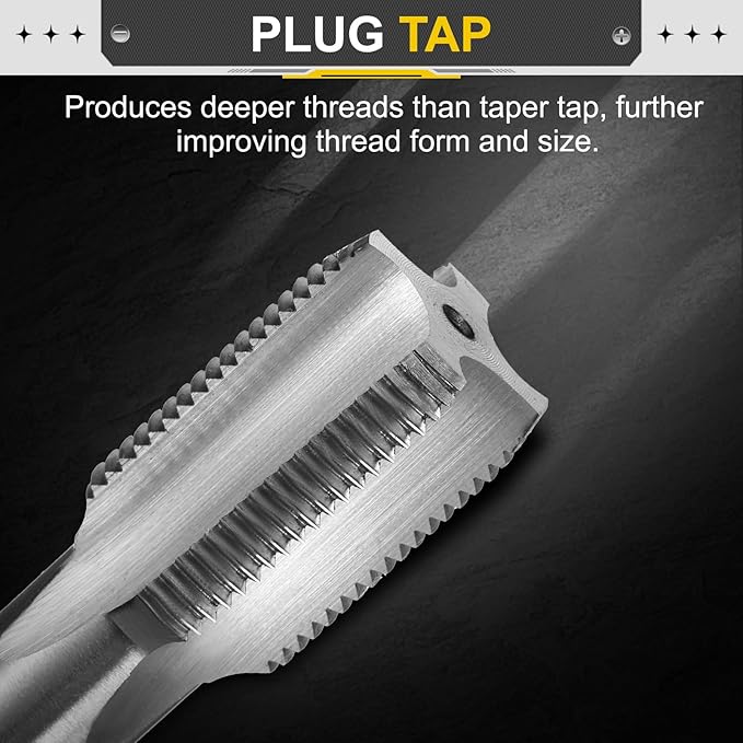 uxcell Hand Plug Tap M20 x 1.5 H2 Metric Thread Plug Style Taps Straight Flute Screw Tapping Threading Tool High Speed Steel HSS6542