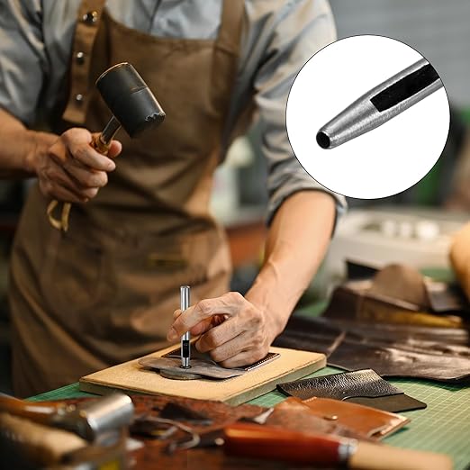 1.8MM Leather Hole Punch Tool [4PCS] - Metal Round Belt Hole Puncher Use for Leather Working & Belts & Watch Band & Paper & Plastic - [Silver Tone] Round Hollow Tools
