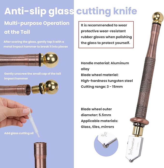 2-in-1 Stained Glass Grinder,Portable Precision Edge Angles (30째/45째/60째/90째) Shaping Drilling Grinder for Glass & Metal Arts,Tile,Marble,Ceramics,Jewelry Making,Mosaics Decoration