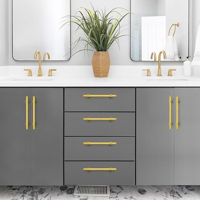 30 Pack Gold Cabinet Handles - 5" Hole Center Cabinet Pulls Drawer Pulls Cabinet Hardware Kitchen Handles for Cabinets