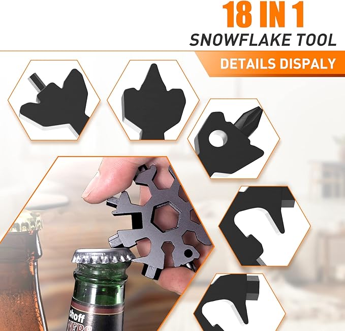 Dusor Gifts for Men Him Dad Husband, 18-in-1 Snowflake Multitool, Stocking Stuffers for Adults, Mens Gifts for Christmas, Gift for Dad Who Want Nothing, White Elephant Gift for Adults, Tools for Men