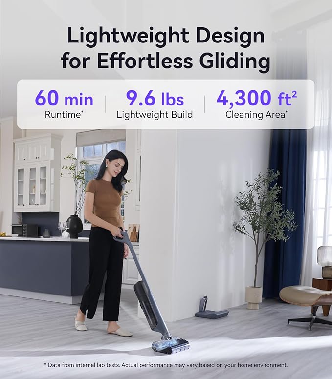 NARWAL S30 Pro Wet Dry Vacuum Cleaner with 20000Pa Suction, Cordless Vacuum Mop for Hard Floors, Tangle-Free Hair-Cutting, 180째 Lie Flat, 194째F Self-Cleaning, Disposable Waste Bag, Edge Cleaning