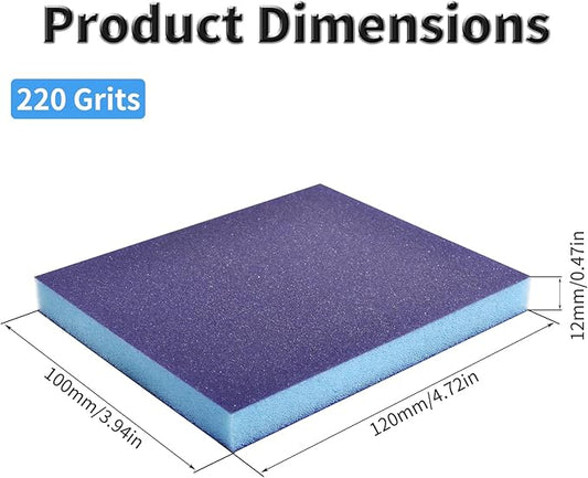 6 Pcs Sanding Sponge 220 Grits Wet Dry Sandpaper Sponges Washable & Reusable Sanding Blocks Double Sided Abrasive Sponge for Wood, Metal, Drywall & Furniture Polishing Blue