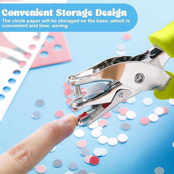 Chumia 12 Pieces Single Hole Punch Handheld 1/4 Inch Hole Paper Punch with Grip Handles Circle Single Shape Puncher for Craft Paper Greeting Cards Scrapbook Notebook (Bright Color)