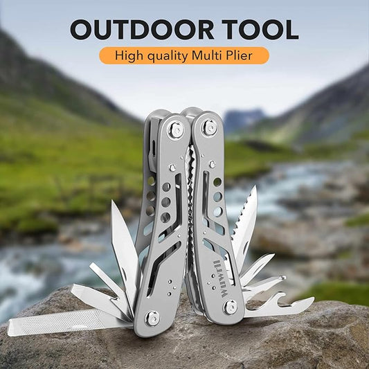 26-in-1 Multitool竊똏rofessional Stainless Steel Multi Tools 竊똌ultitool Pliers Pliers Pocket Knife with Heavy Duty Screwdriver Sleeve, Replaceable Bits Multitools for Outdoor, (silvery)