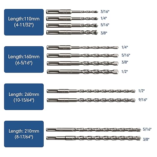 17Pcs Rotary Hammer Drill Bits and Chisel Set - SDS-Plus Carbide-Tipped Drill Bits and Chisels with Storage Case - Tools for Concrete Brick Stone and Other Masonry Construction Materials