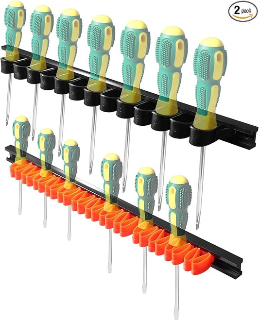2PCS Magnetic Screwdriver Organizer,Service Truck Tool Organizer Magnetic Screwdriver Holder,Pick-up-and-go for Convenience,Tool Storage Organizer for Professional & DIY Mechanics
