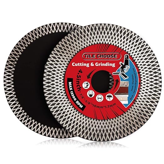2 Pack-4.5" Tile Blade Diamond Porcelain Blade for Cutting and Grinding Porcelain Tile Granite Marble (4.5", 2)