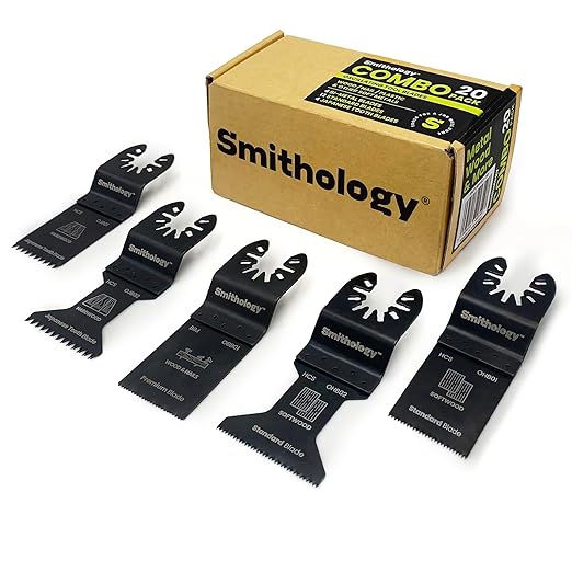 Smithology 20PCS Oscillating Saw Blade Combo ??4 Bi-Metal, 12 Standard, 4 Japanese Tooth Blades for Metal & Wood | Fits Dewalt, Milwaukee, Ryobi, Makita, Craftsman, Porter Cable, Ridgid, Rockwell