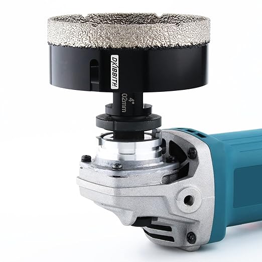 DKIBBITH 4 inch Diamond Hole Saw, 102mm Hole Saw for Concrete Brick Masonry Block Granite Tiles Quartzite Marble Porcelain Ceramic Stones with Female 5/8-11 Thread Fit Most Angle Grinders, Black