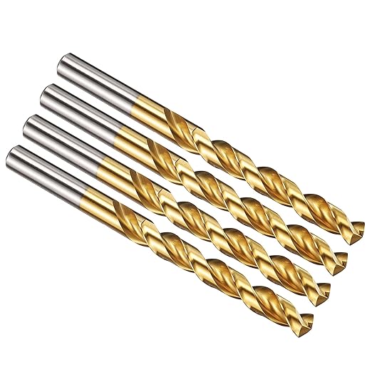 PATIKIL 10mm Drill Bit, M42 8% Cobalt High-Speed Steel Jobber Straight Shank 135° Titanium Nitride (TiN) Coated for Hard Metal Stainless Steel - 4 Pack