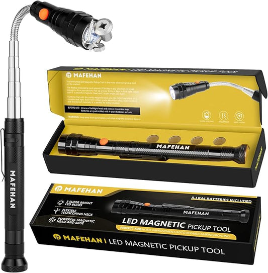 Telescoping Magnetic Pickup Tool with Extendable Flashlight, Unique Mens Gifts for Dad, Husband, Grandpa & Boyfriend ??Christmas Gifts, Stocking Stuffers, White Elephant Gifts