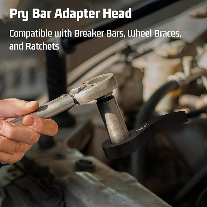 Pry Bar Wrench Adaptor Head for 1/2" Drives Crowbar Adapter Head Tool, Half Shaft Removal Car Repairing Tools (Black)