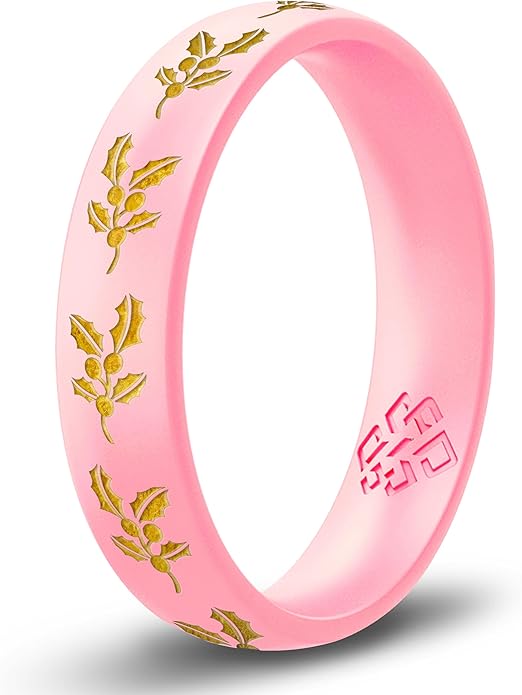 Knot Theory Birth Flower Silicone Ring for Women - 4mm Comfort Fit Wedding Band Engagement Ring