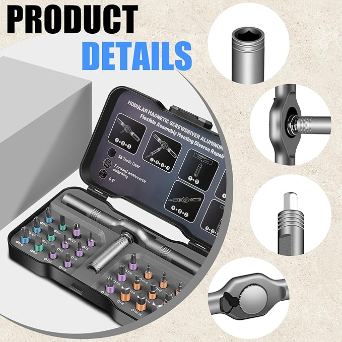 24 in 1 Magnetic Screwdriver Set, DIY Ratchet Screwdriver Set, Multi Bit Magnetic Drive Set with Detachable Ratchet Handle, Portable Compact Repair Tool Kit