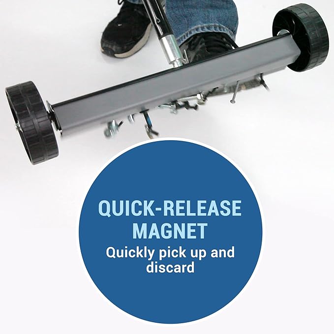 Quick-Release Magnet 2-in-1 Combo Kit, Proudly Made-in-the-USA, 14-Inch Magnetic Sweeper and 3 ⅜-Inch Disk for Easy Metal Debris Clean-Up.