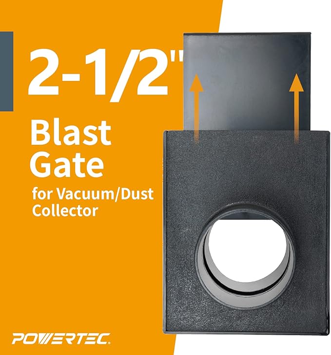 POWERTEC 70133V 2-1/2" Blast Gate for Dust Collector, Dust Collection Fittings