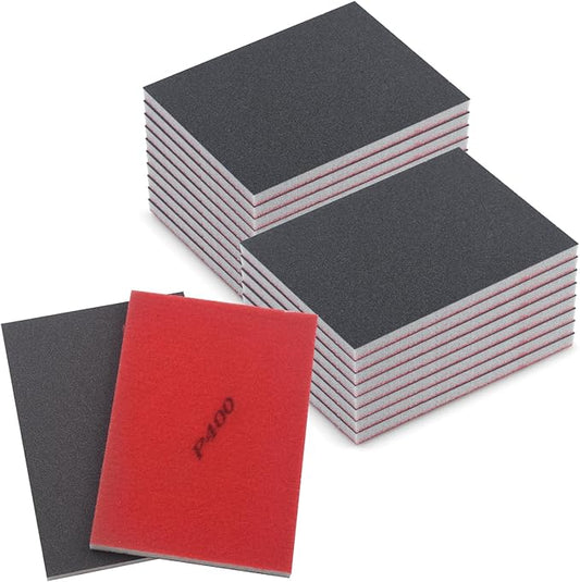 20 Pcs 400 Grit Sanding Sponge, Wet Dry Sanding Block Sandpaper Sponge, Soft Foam Sand Block Washable & Reusable Sanding Pads for Metal Wood Drywall Polishing