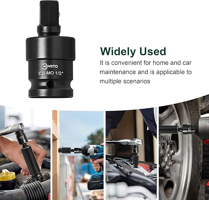 1/2" Impact Swivel Socket Set, Universal Joint Socket Adapter Kit with 360-Degree Rotatable Swivel, Cr-Mo Steel Wobble Extension Set for Heavy-Duty Maintenance