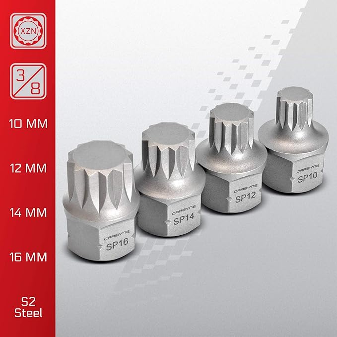 CARBYNE 8-Piece XZN Triple Square Super Short Low Profile Bit Socket Set - 12 Point | 4mm to 16mm, Dual-Drive: Internal Square Drive & External Hex Drive ??From a Family-Run Tool Company in the U.S.