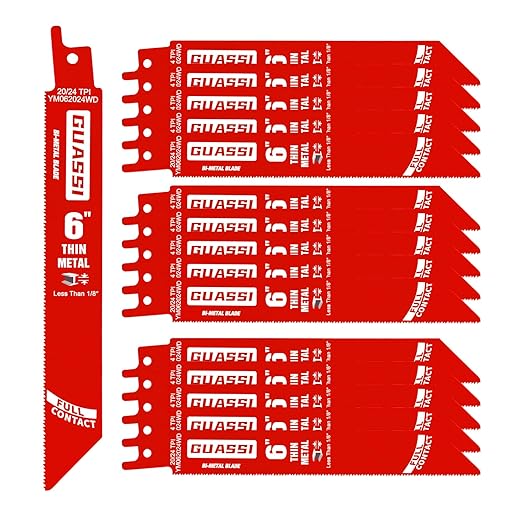15 Pack 6 inch 20/24 TPI Reciprocating Saw Blade, Bi-Metal Sawzall Blades for Less 1/8" Thin Metal, PVC Nails Screw Soft Metals Steel Pipe, Longer Life Faster Smooth Cutting Speed, for Diablo DS0620BF