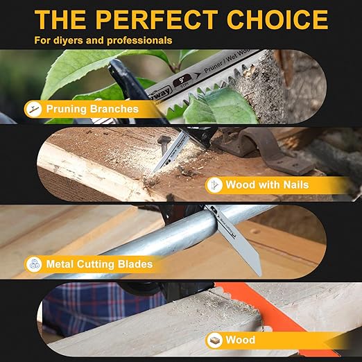 Luckyway Reciprocating Saw Blades Set, Sawzall Blades Set, Metal/Woodcutting Saw Blades, Pruner Saw Blades with Tough Storage Case 32-Piece
