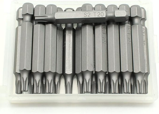 20 pc T20 Torx Star 6 Point T-20 Screwdriver Impact Ready 2 Inch Length Insert Bits Hex Shank with Quick Release Slot
