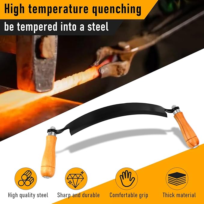 Draw Knife ??Draw Knife Woodworking Tool for Hardwood/Softwood,Duty Curved & Straight Blade Bark Peeler, Sharpen-Ready Design with Bolt-On Handles