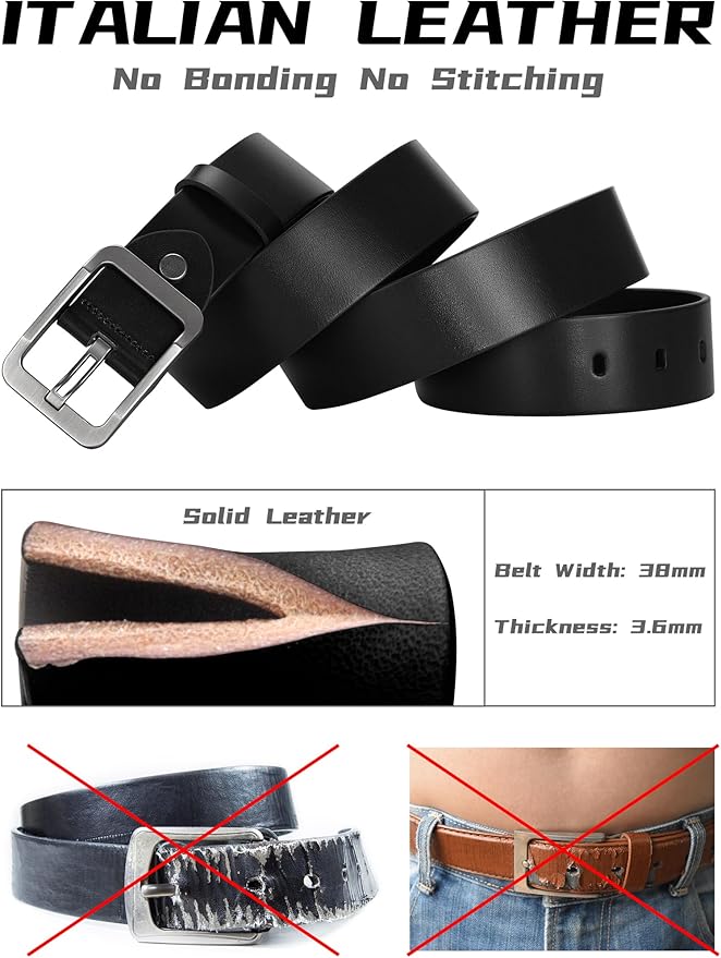 Thicken Full Grain Leather Mens Belt Heavy Duty Mens Work Belt Mens Belt High Hardness Buckle Packed In Gift Box