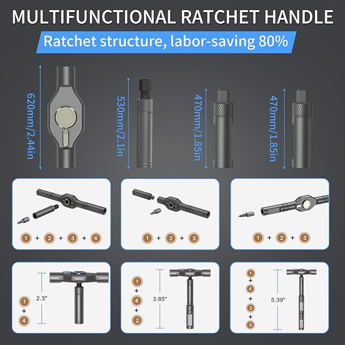 24 in 1 Magnetic Screwdriver Set, DIY Ratchet Screwdriver Set, Multifunctional Toolbox with Detachable Ratchet Handle, Portable Precision Repair Tool Kit for Furniture Bicycle Electronic Device