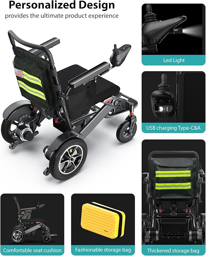 Goldseason 30 Mi Electric Wheelchairs for Adults & Seniors, 500W All Terrain Heavy Duty Mobility Wheelchair, 400 lbs Lightweight Foldable Power Motorized Wheelchair