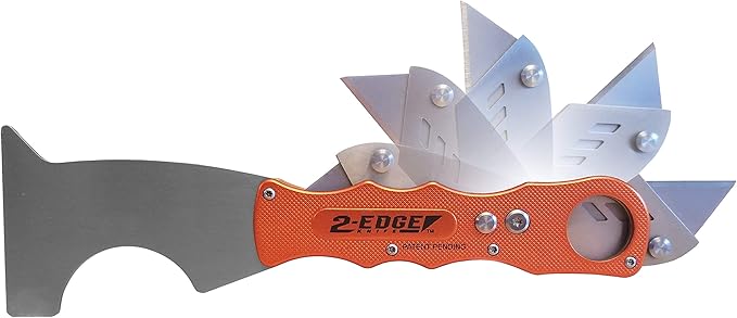 Zorr 2-Edge Knife ??Foldable Utility & Putty Knife Combo, Aluminum Handle with Safety Lock, Belt Clip & Interchangeable Blade, Painter?셲 All-in-One Tool, orange 5 and 1