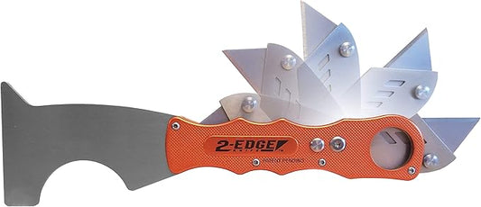 Zorr 2-Edge Knife ??Foldable Utility & Putty Knife Combo, Aluminum Handle with Safety Lock, Belt Clip & Interchangeable Blade, Painter?셲 All-in-One Tool, orange 5 and 1