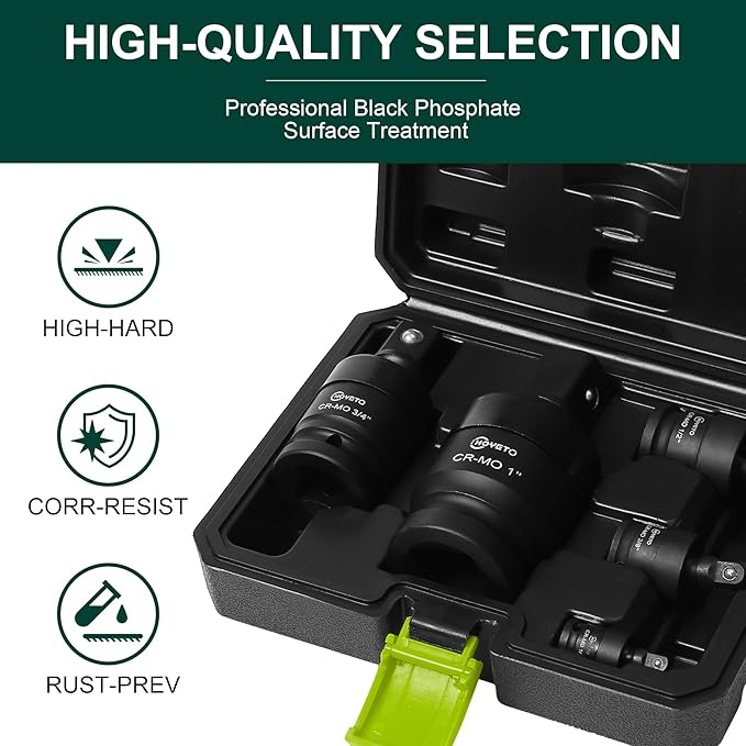 5-Piece Impact Swivel Socket Set (1/4" to 1"), Drive Swivel Socket Adapter Kit, Cr-Mo Steel Impact Adapter Set Flexible Socket Extension for Industrial Maintenance