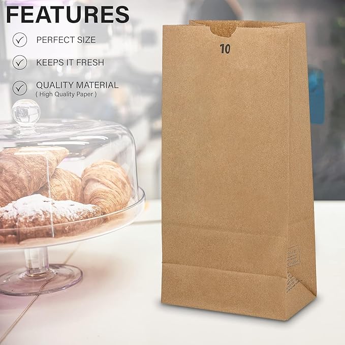 MT Products Lunch Bags 10 lbs. - Brown Paper Bags for Grocery and Shopping - Pack of 500