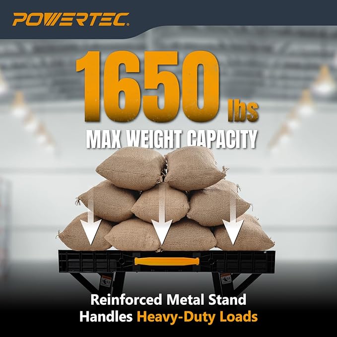 POWERTEC Portable Folding Worktable ??Heavy-Duty Workbench with 33.5" x 24" Surface, 1650 lbs Load Capacity ??Compact, Foldable Table for Woodworking, DIY, Garage & Jobsite Use (UT1014)