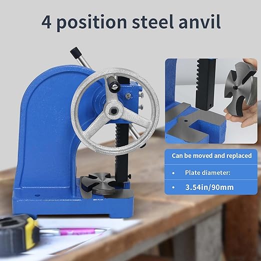 Arbor Press 1 Ton, Ratchet Leverage Press with Handwheel, 5.5"Maximum Height, Manual Desktop Punch Press for Stamping, Bending, Stretching, Forming