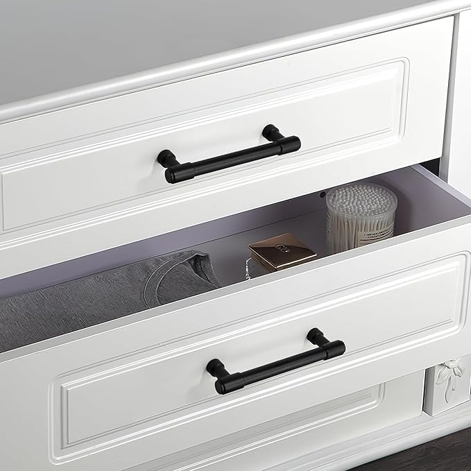 khtumeware 20 Pack Matte Black 3 Inch(76mm) Hole Centers Kitchen Cabinet Pulls Cabient Hardware Kitchen Handles for Cabinets Cupboard Handles Drawer Pulls