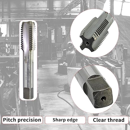 Lzcdelyxiao 1"-8 Tap Right Hand Straight Flute Thread Tap Machine Tap UNC 1"-8 TPI Nominal Diameter 1" Thread Per Inch 8 Fin Thread Tolerance Grade 2B Tapping Thread High Speed Steel HSS