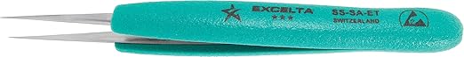 Ergo-Tweeze (ERGPL) - SS-SA-ET - Tweezers - Slim Very Fine Point - Straight - Three Star - Anti-Mag. SS - Ergonomic, 0.5" Height, 0.75" Wide, 6" Length
