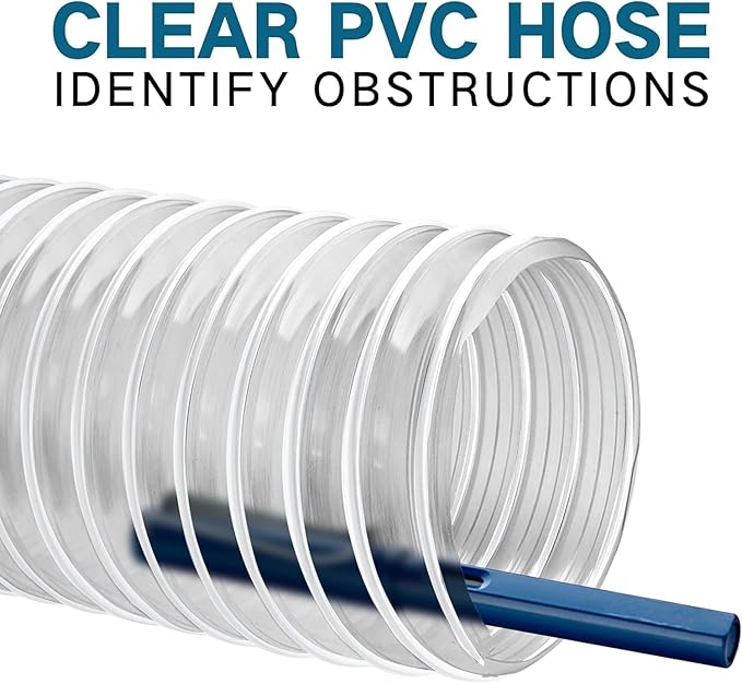 PVC Dust Collection Hose 4" x 20', Flexible Heavy PVC Fume Collection Hose with Carbon Steel Wire Coil for Dust Collection Systems, Woodworking, Workshops