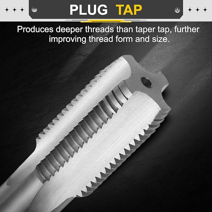 uxcell Hand Plug Tap M26 x 2.5 H2 Metric Thread Plug Style Taps Straight Flute Screw Tapping Threading Tool High Speed Steel HSS6542